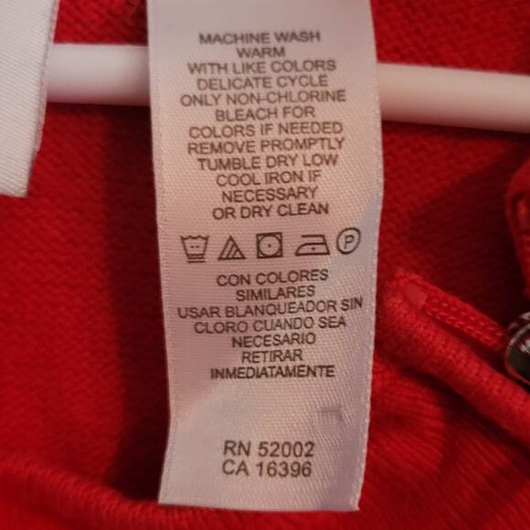 Liz Claiborne Red Sweater Sz Large Shoulder Zipper Kangaroo Pockets Dopamine - Picture 9 of 9